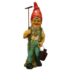 Gnomo de jardín vintage de terracota de Heissner, Alemania, ca. 1950
