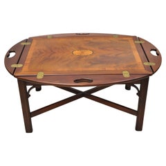 Vintage Hekman Butlers Tablett-Tisch aus Mahagoni mit Pinwheel-Intarsien