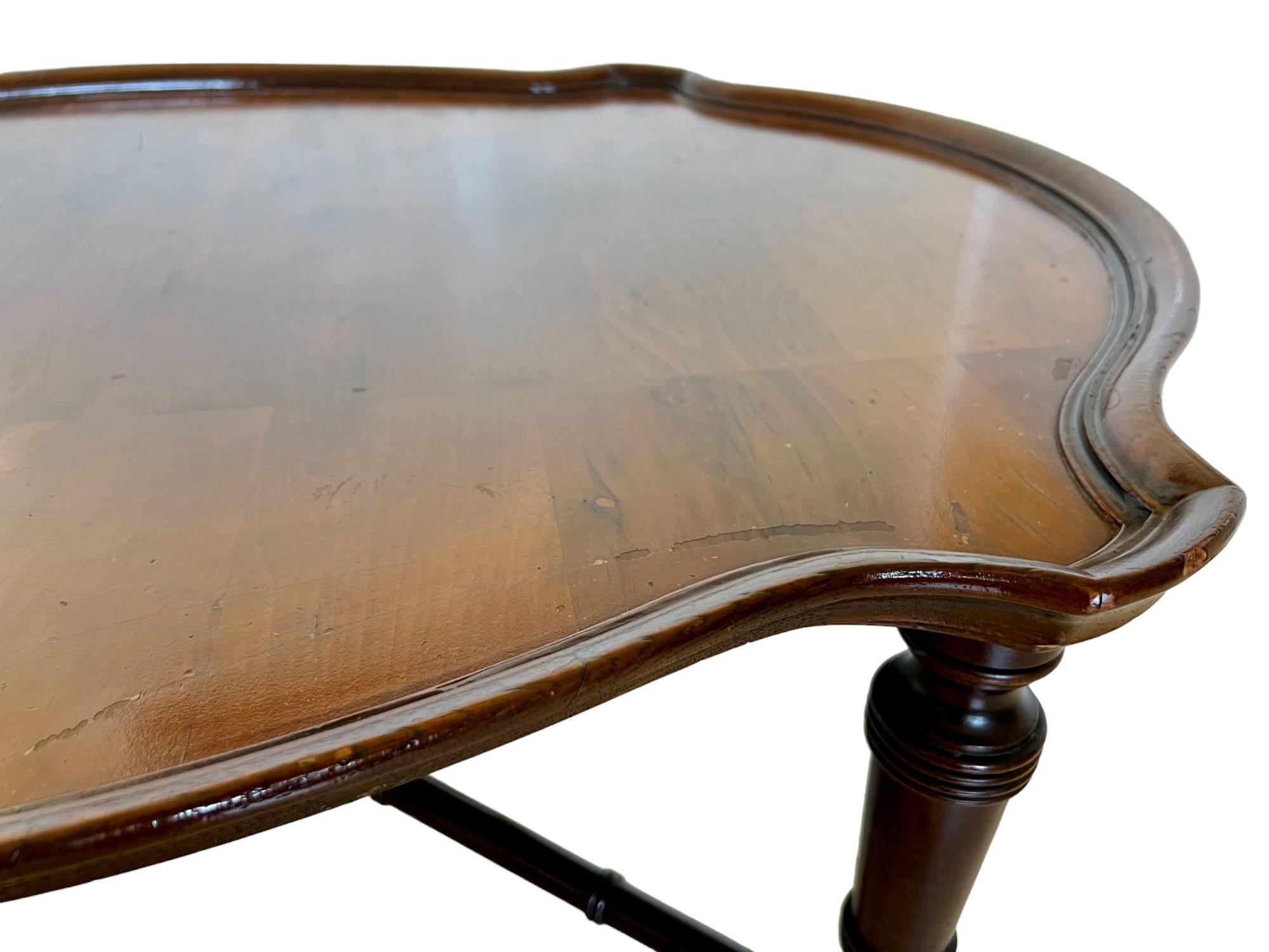 Vintage Hekman Chinoiserie Burl Top Faux Bamboo Oval Coffee Table 2