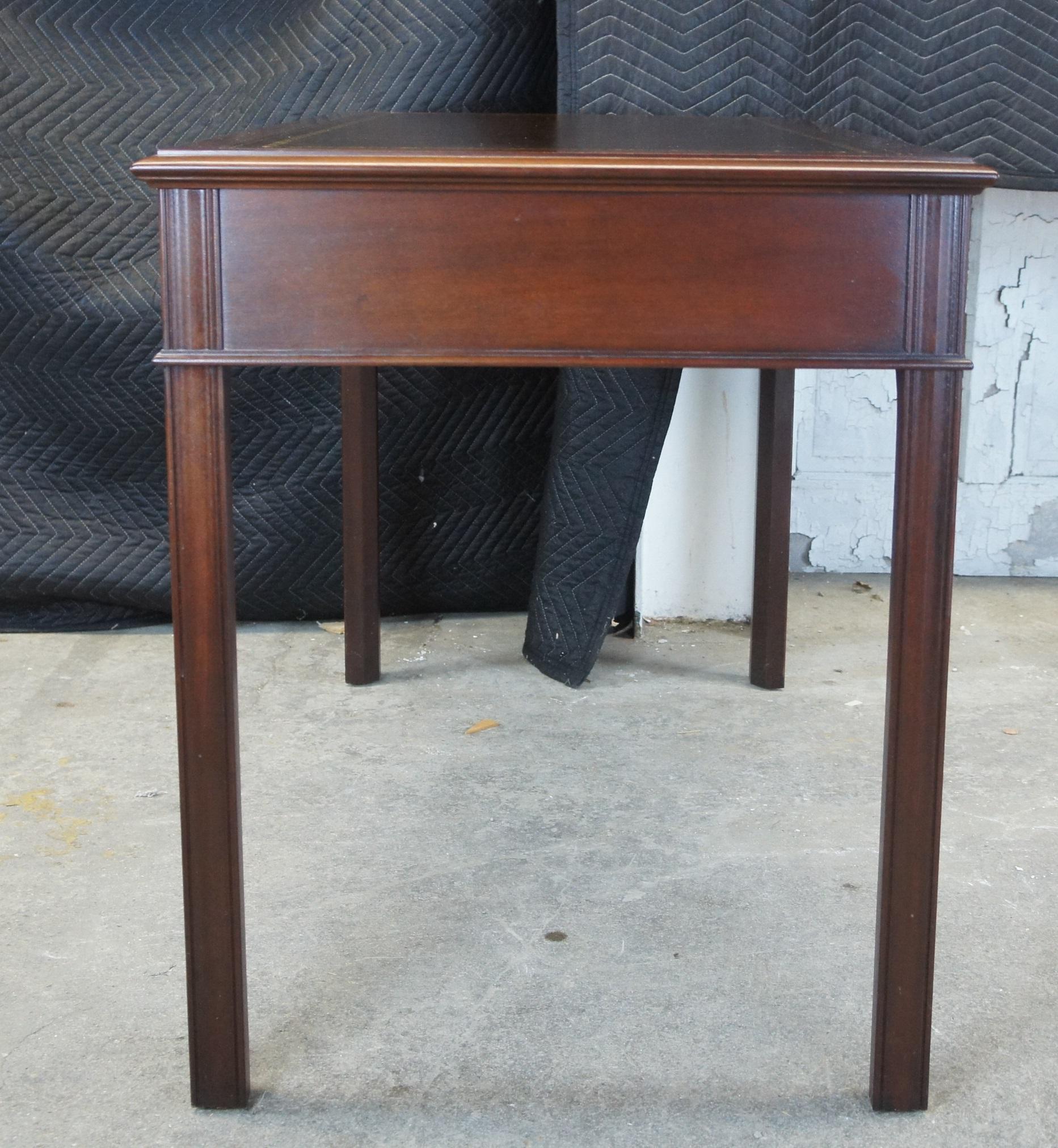 Vintage Hekman Chippendale Mahogany Tooled Leather Library Table Writing Desk 3