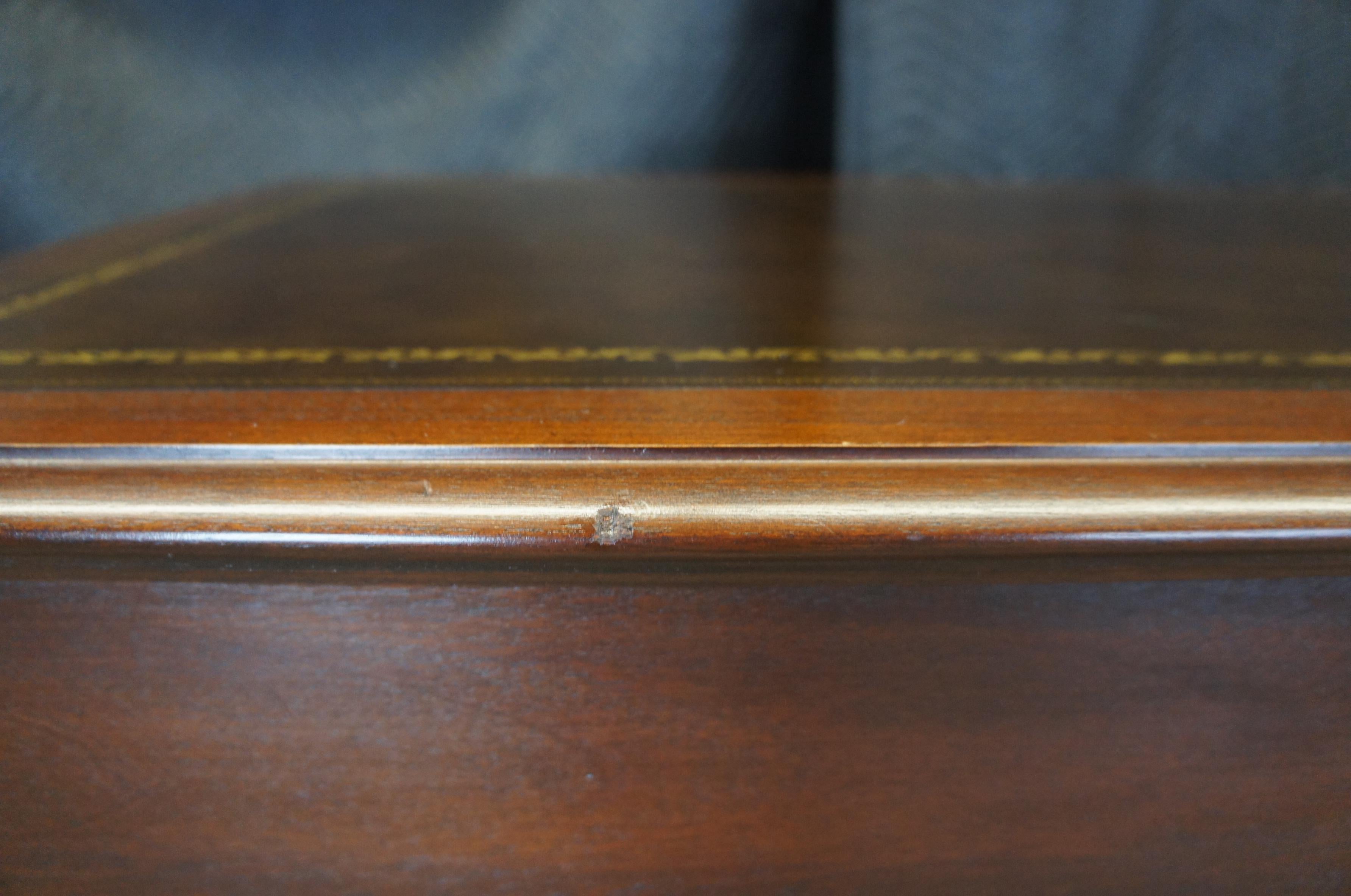 Vintage Hekman Chippendale Mahogany Tooled Leather Library Table Writing Desk 5