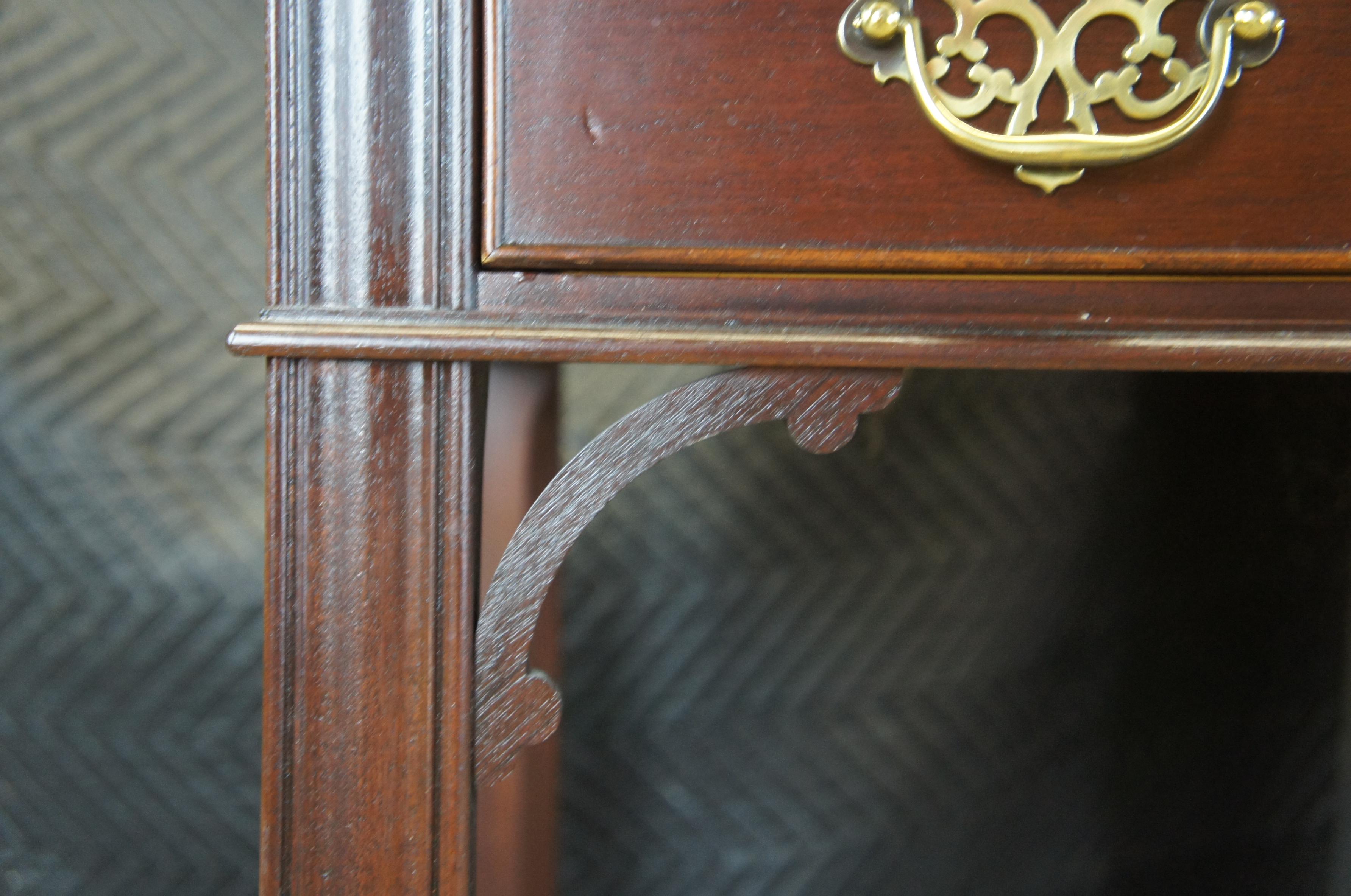 Vintage Hekman Chippendale Mahogany Tooled Leather Library Table Writing Desk 2