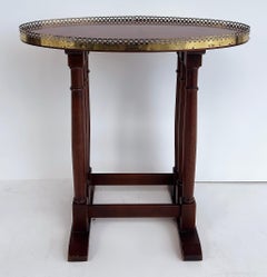 Vintage Hekman Chippendale Matched Grain Side Table, Mahogany, Brass Trim