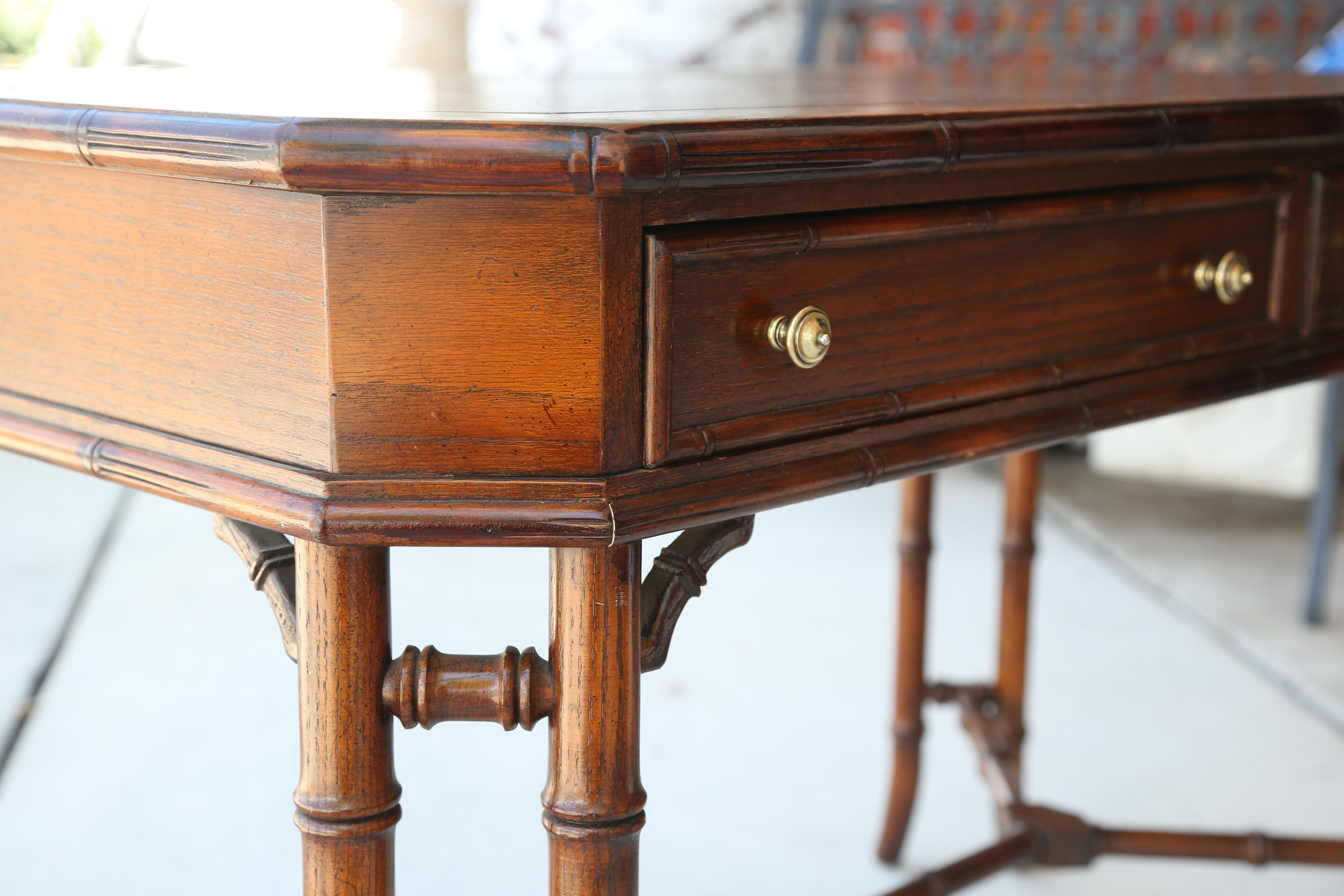 Vintage Hekman Faux Bamboo Desk 4