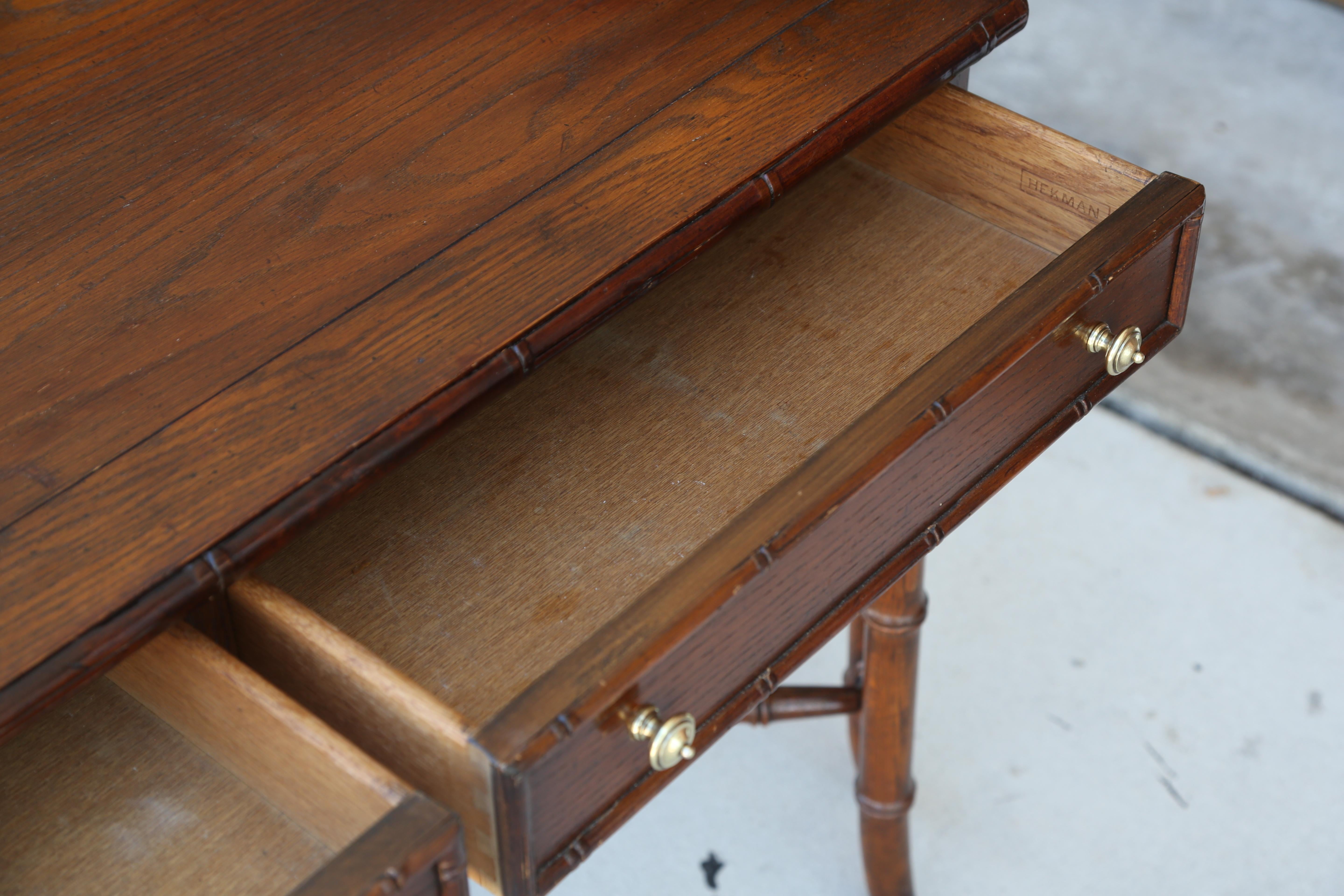 Vintage Hekman Faux Bamboo Desk In Good Condition In West Palm Beach, FL