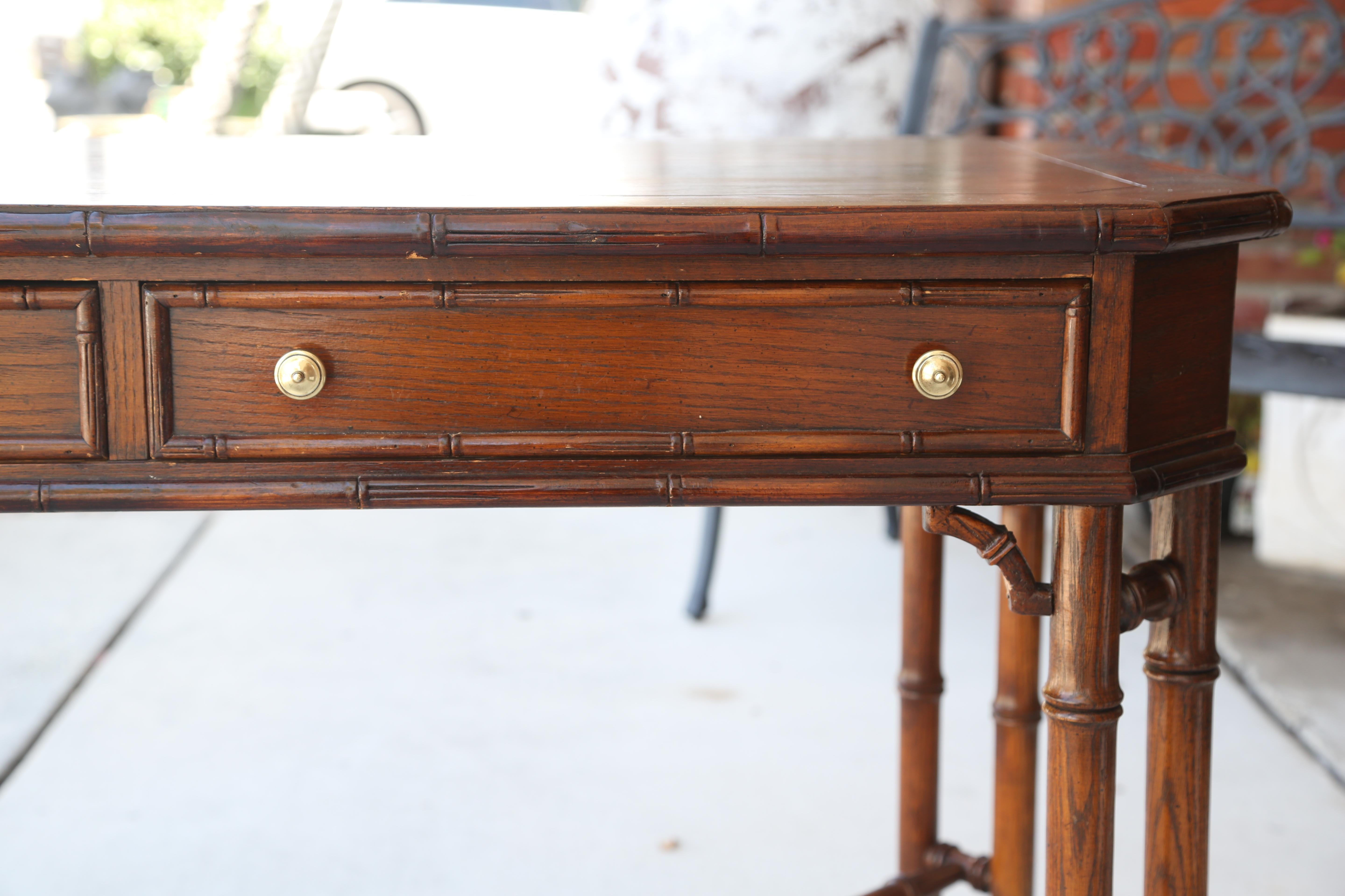 Vintage Hekman Faux Bamboo Desk 1