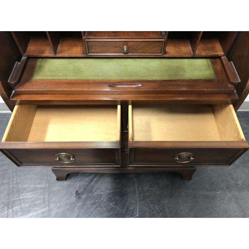 Brass HEKMAN Mahogany Roll-Top Secretary Desk