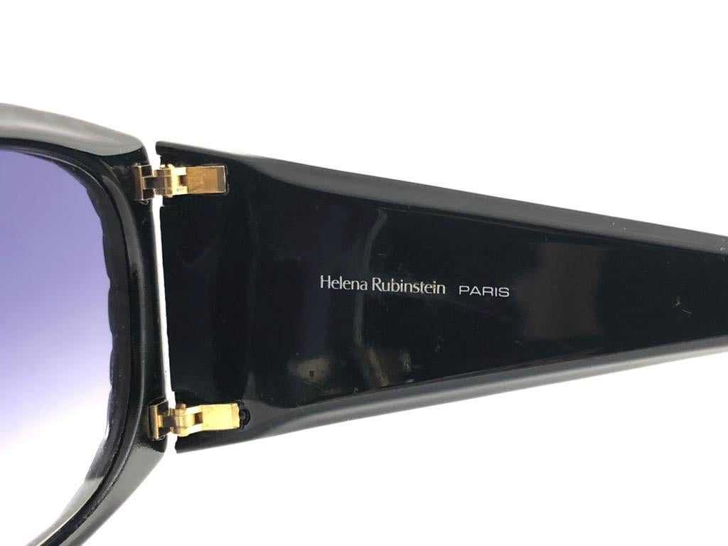 Vintage Helena Rubinstein Black & Rhinestones Quilted Sunglasses France For Sale 3
