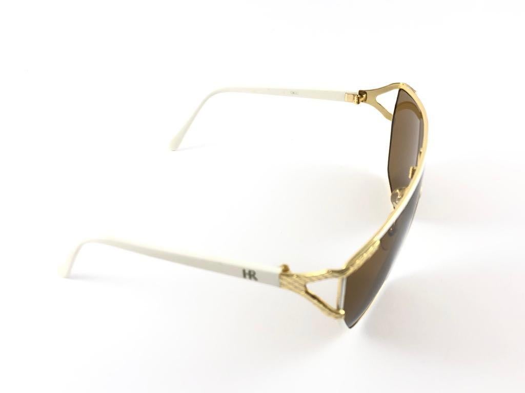 Vintage Helena Rubinstein White & Gold Quilted Mask Sunglasses France For Sale 3