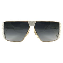 Vintage Helena Rubinstein White & Gold Quilted Sunglasses France