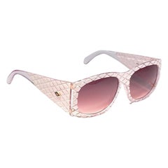 Vintage Helena Rubinstein Gafas de sol acolchadas blancas y translúcidas Francia