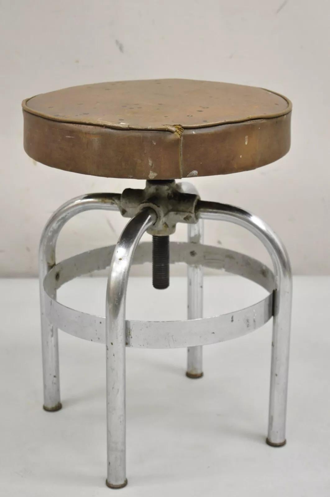 Vintage Helene Curtis Industrial Steel Metal Adjustable Medical Exam Stool For Sale 7