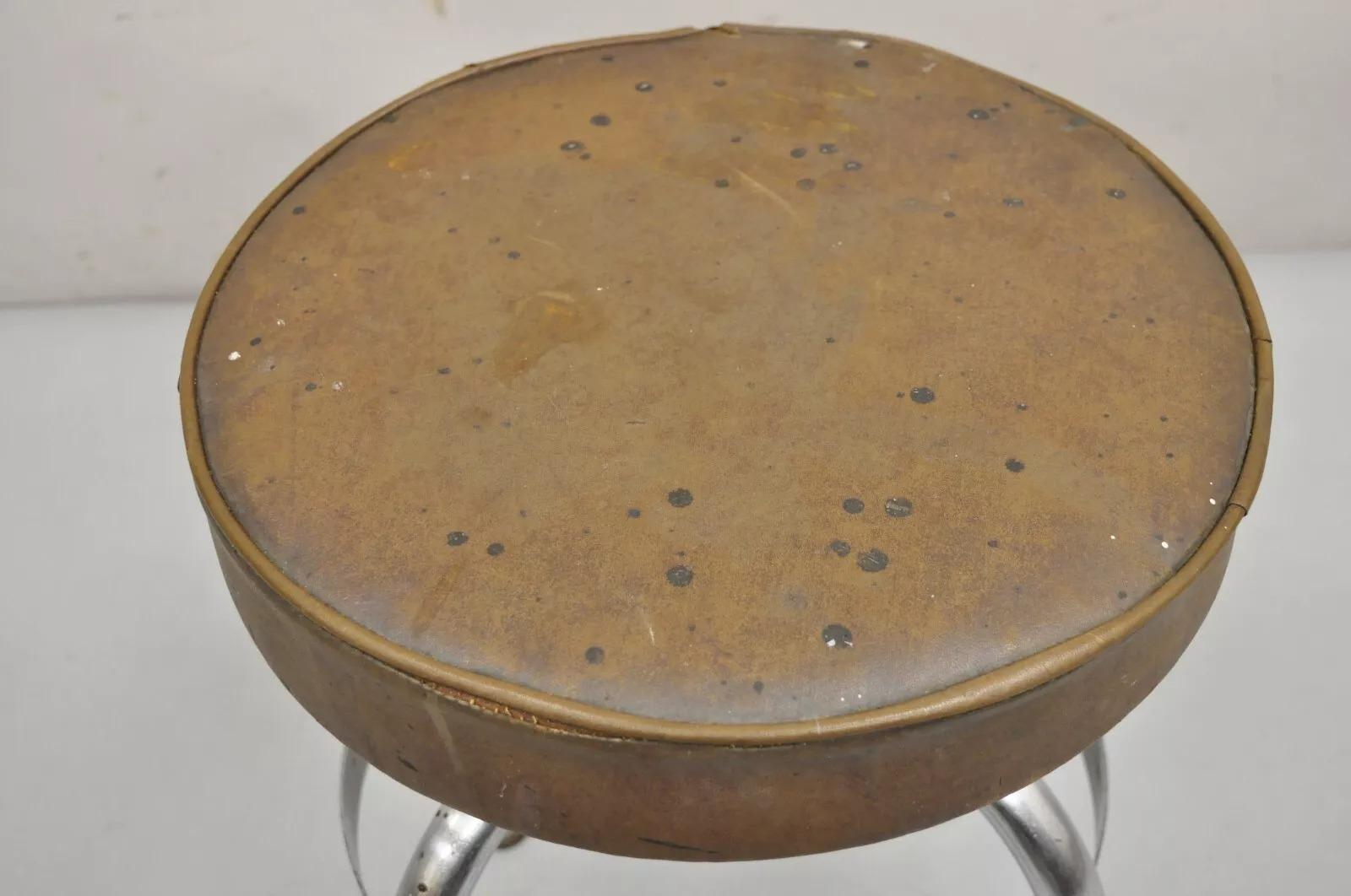 Unknown Vintage Helene Curtis Industrial Steel Metal Adjustable Medical Exam Stool For Sale