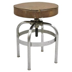 Antique Helene Curtis Industrial Steel Metal Adjustable Medical Exam Stool