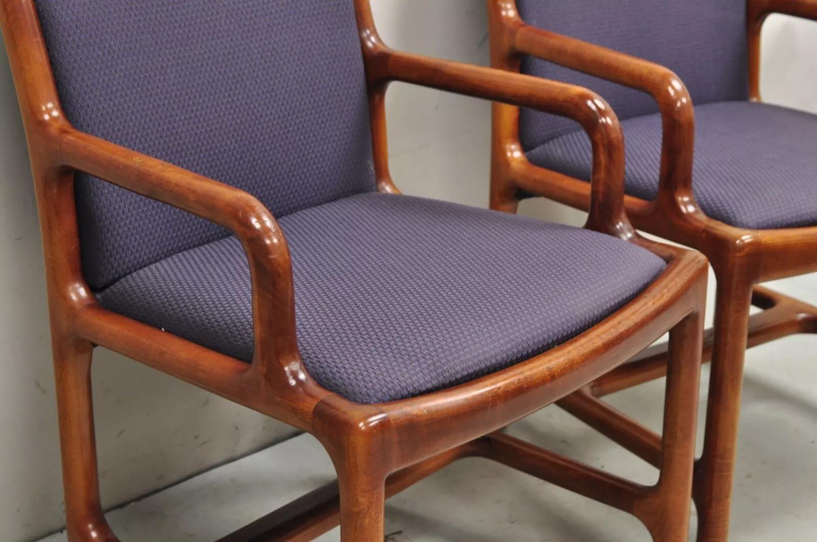 Mid-Century Modern Vintage Helikon Mid Century Modern Sculpted Cherry Wood Lounge Chairs - a Pair For Sale