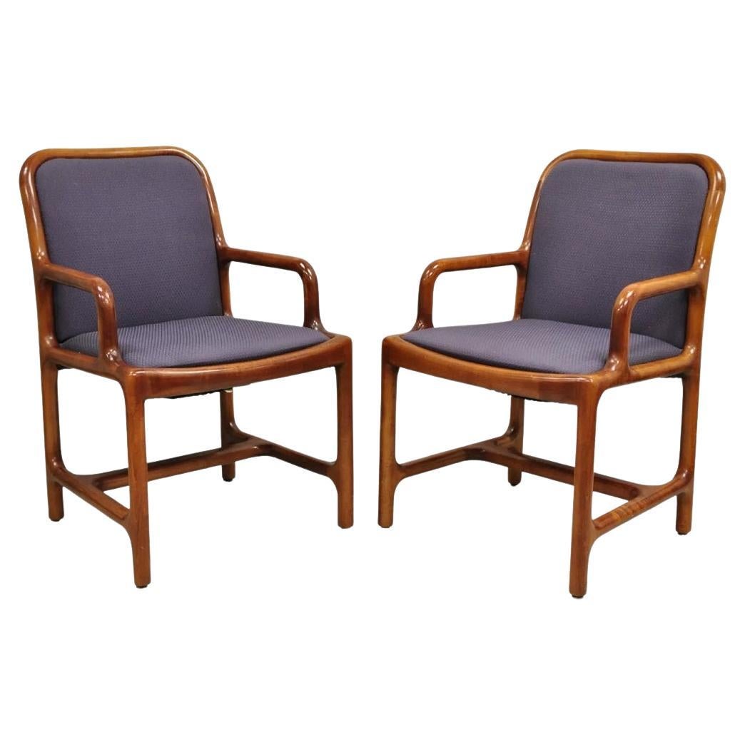 Vintage Helikon Mid Century Modern Sculpted Cherry Wood Lounge Chairs - a Pair For Sale
