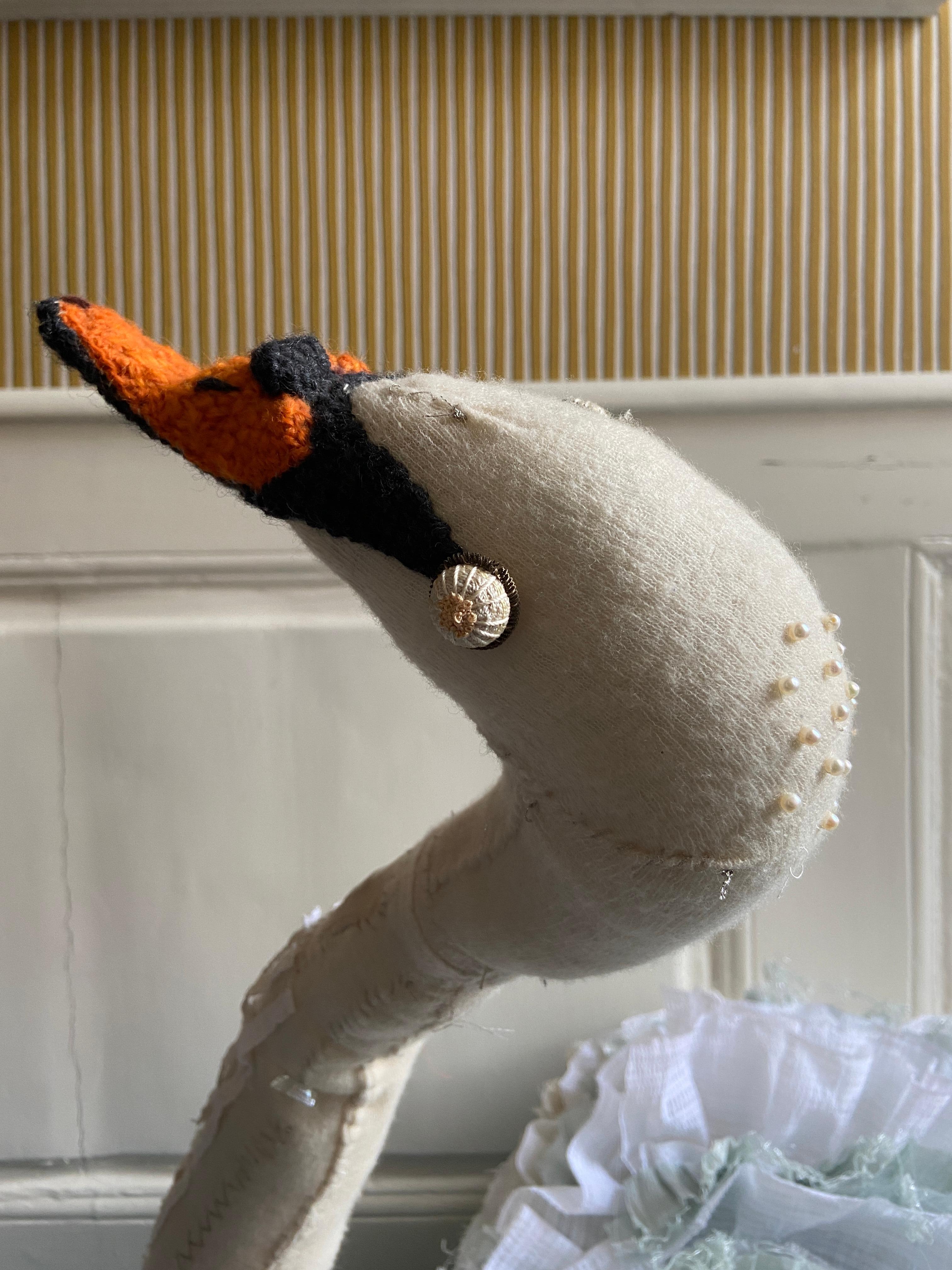 Vintage Helle Høgsbro Krag Swan Sculpture Made of Various Textiles, Denmark 3