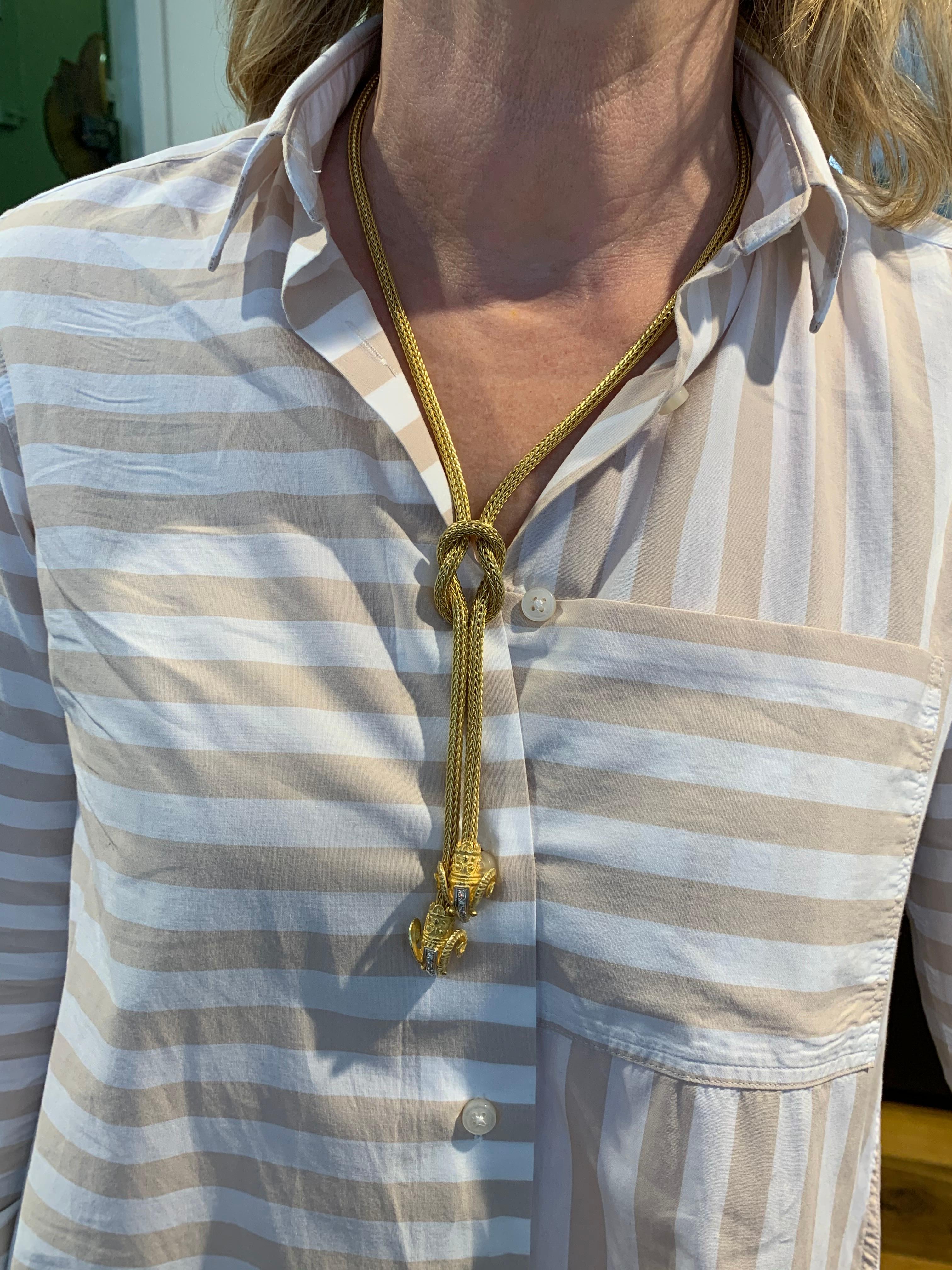 Vintage Hellenistic Vintage 18 Karat Gold Lalaounis Ram's Head Rope Necklace 7
