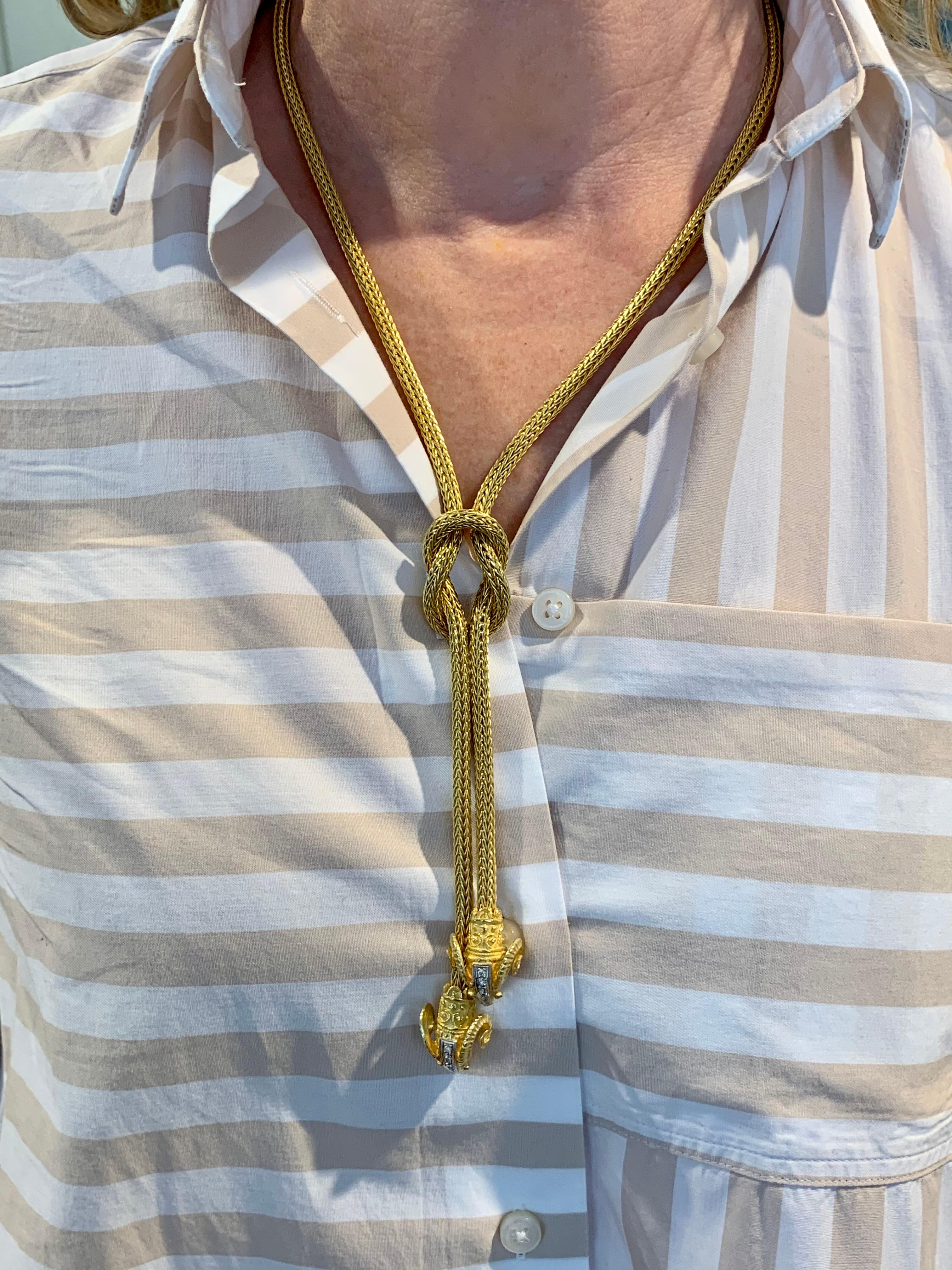 Vintage Hellenistic Vintage 18 Karat Gold Lalaounis Ram's Head Rope Necklace 8