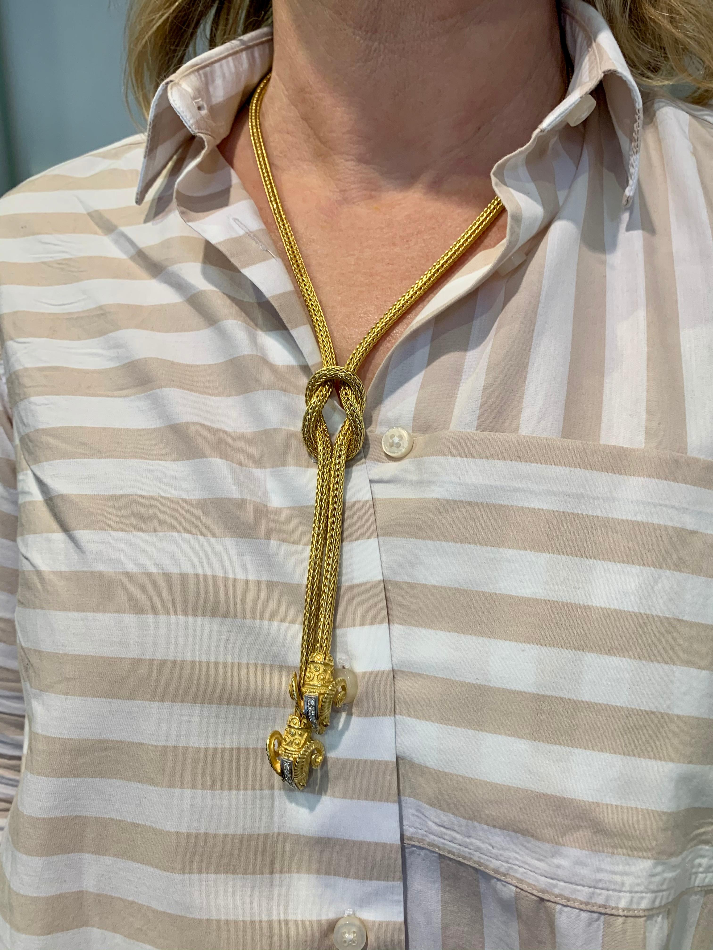 Vintage Hellenistic Vintage 18 Karat Gold Lalaounis Ram's Head Rope Necklace 9