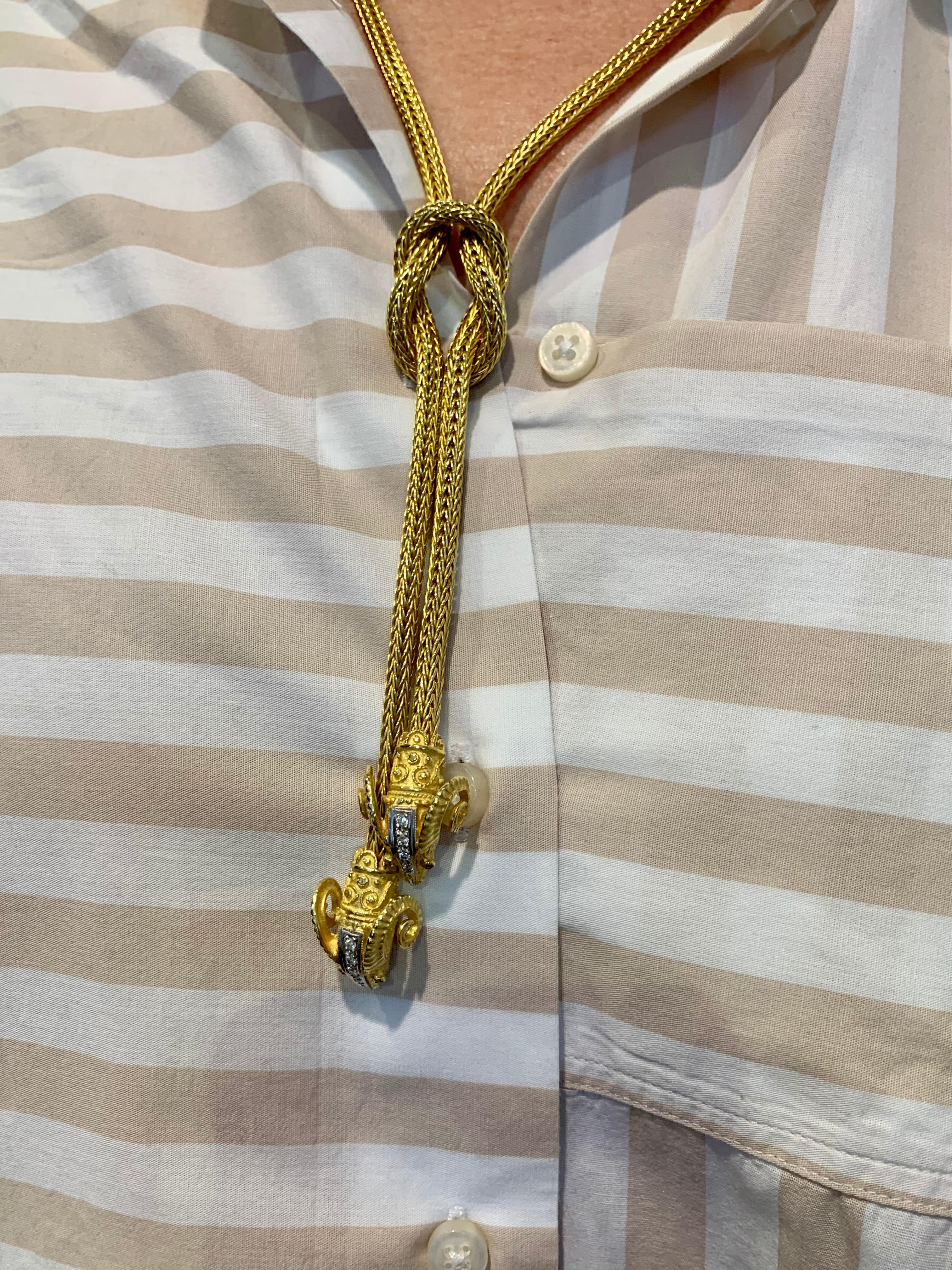Vintage Hellenistic Vintage 18 Karat Gold Lalaounis Ram's Head Rope Necklace 10