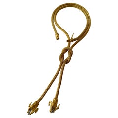 Retro Hellenistic Vintage 18 Karat Gold Lalaounis Ram's Head Rope Necklace