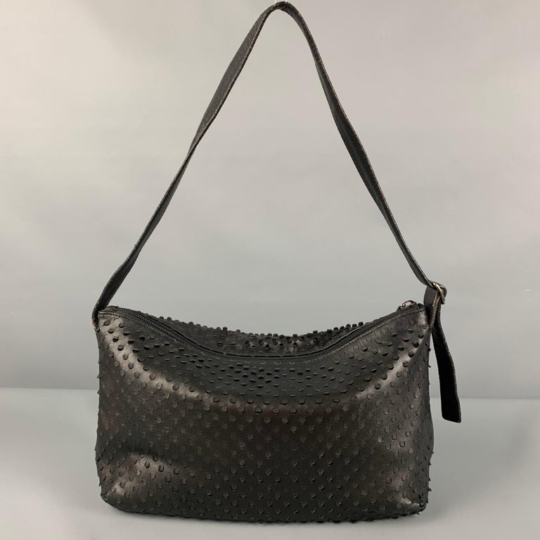 Vintage HELMUT LANG Black Perforated Leather Shoulder Handbag at 1stDibs