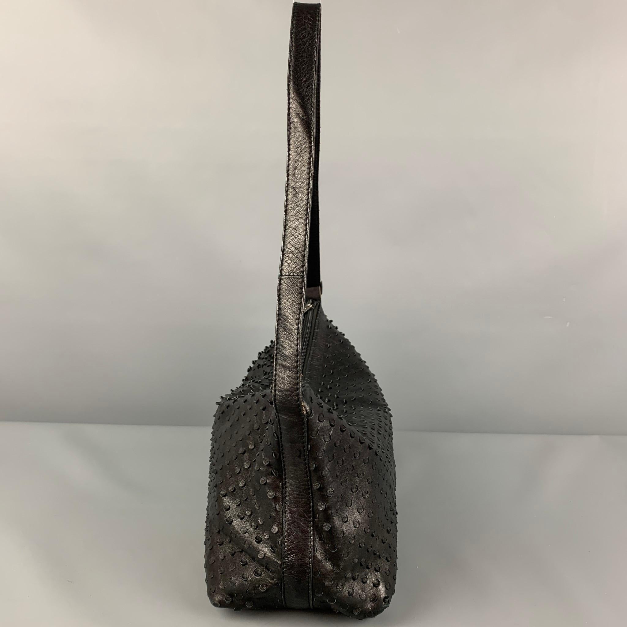 Vintage HELMUT LANG Black Perforated Leather Shoulder Handbag In Good Condition In San Francisco, CA