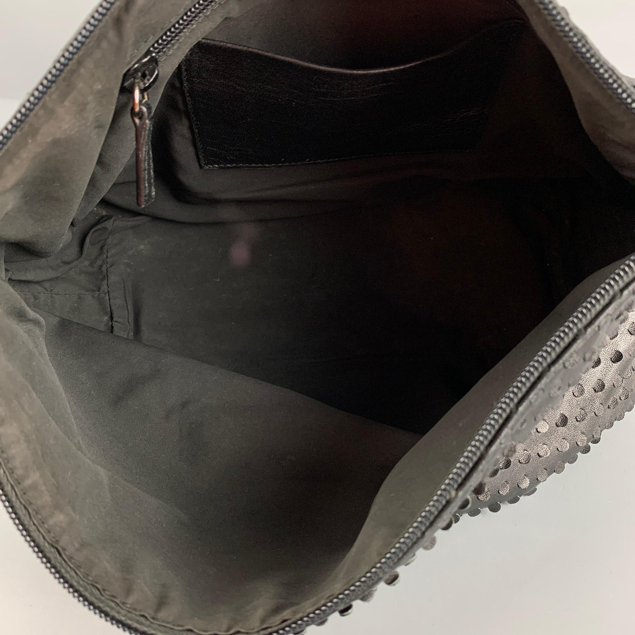 Women's Vintage HELMUT LANG Black Perforated Leather Shoulder Handbag