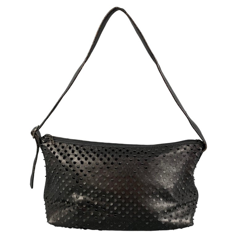 Vintage HELMUT LANG Black Perforated Leather Shoulder Handbag at 1stDibs
