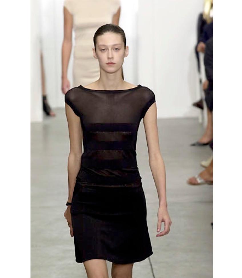 Vintage Helmut Lang Black Sheer Banded Top SS 2001 In Excellent Condition In Los Angeles, CA