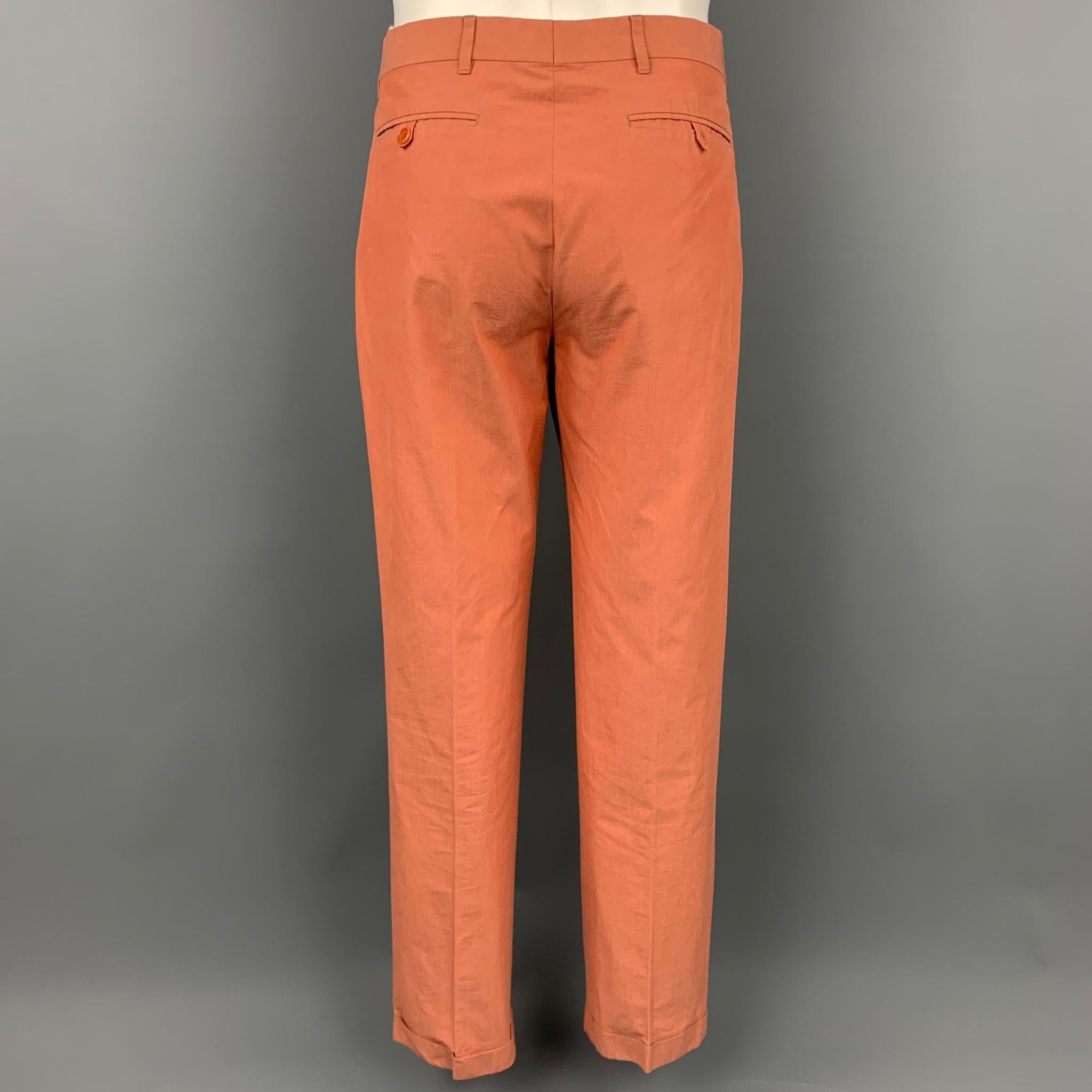 Orange Vintage HELMUT LANG Size 38 Coral Cotton Notch Lapel Suit