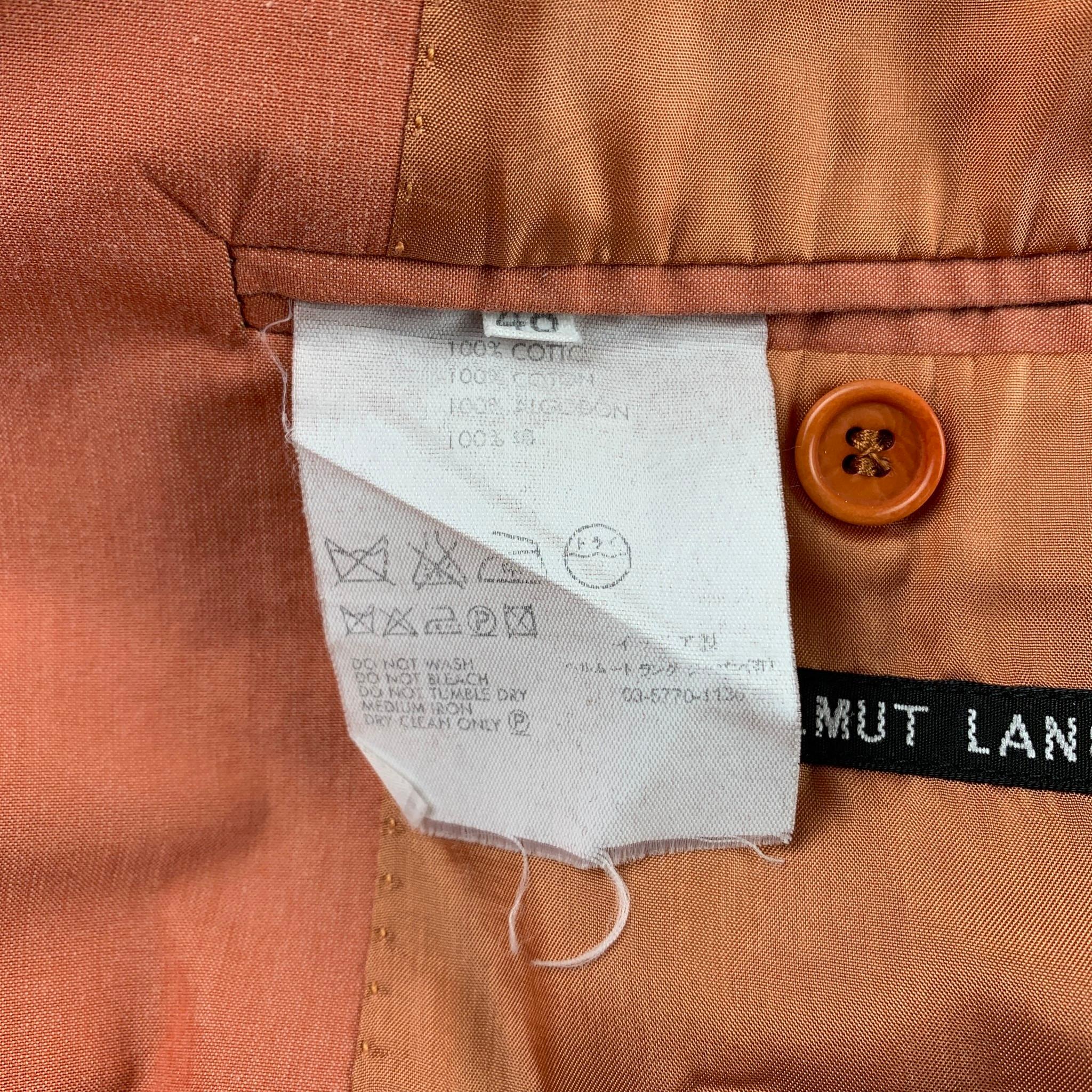 Vintage HELMUT LANG Size 38 Coral Cotton Notch Lapel Suit In Good Condition In San Francisco, CA