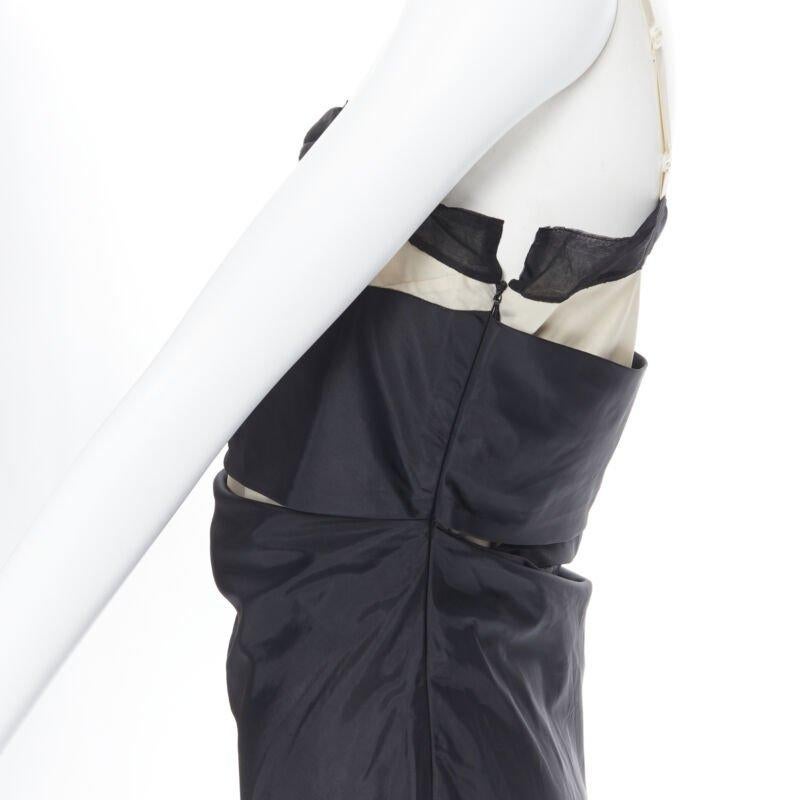 vintage HELMUT LANG SS 1997 black nude sash one shoulder asymmetric dress M rare For Sale 5