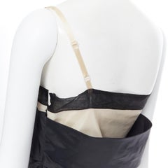 vintage HELMUT LANG SS 1997 black nude sash one shoulder asymmetric dress M rare