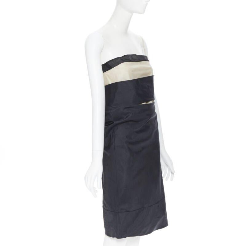 vintage HELMUT LANG SS 1997 black nude sash one shoulder asymmetric dress M rare In Good Condition For Sale In Hong Kong, NT