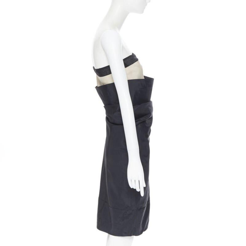 Women's vintage HELMUT LANG SS 1997 black nude sash one shoulder asymmetric dress M rare For Sale