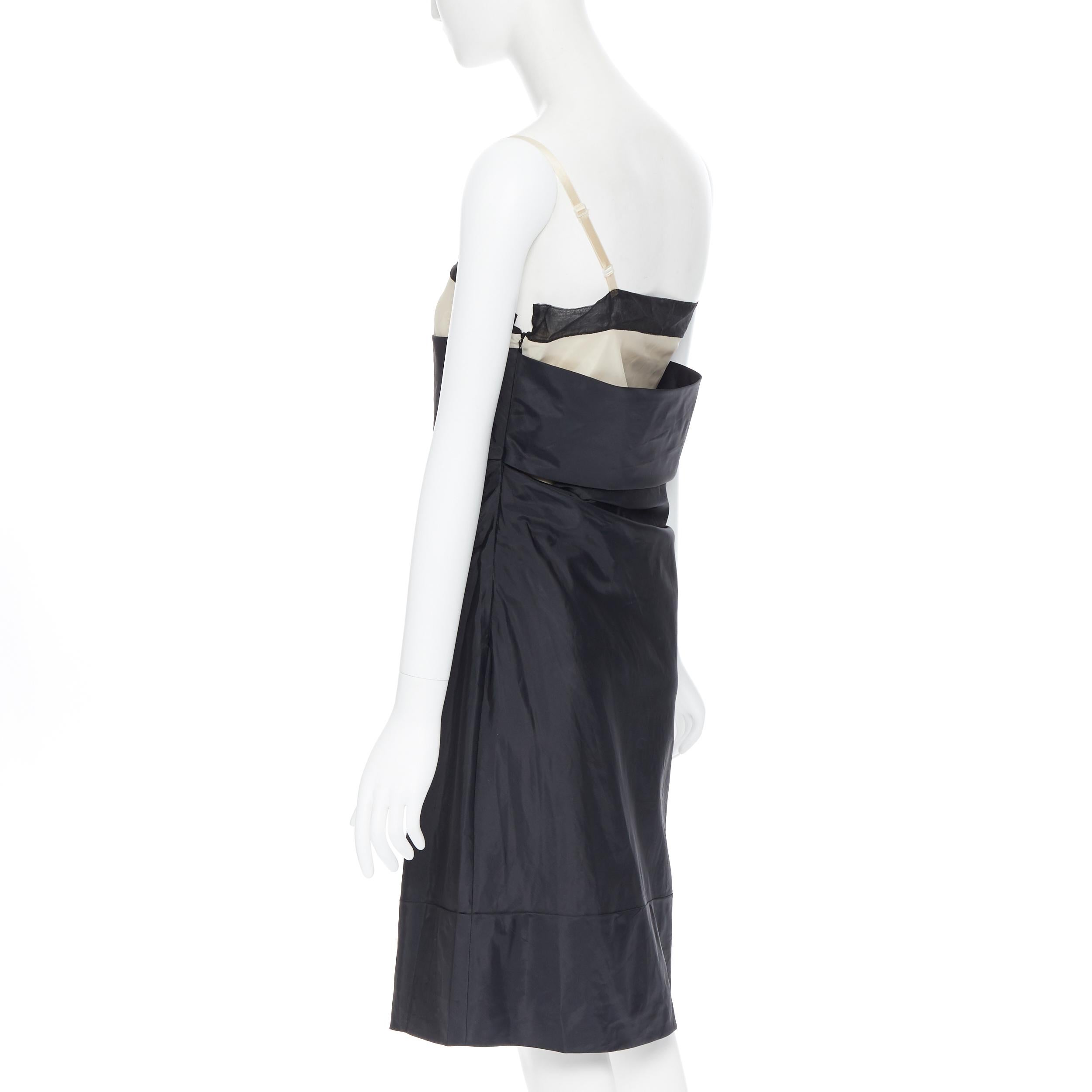 vintage HELMUT LANG SS 1997 black nude sash one shoulder asymmetric dress M rare In Good Condition For Sale In Hong Kong, NT
