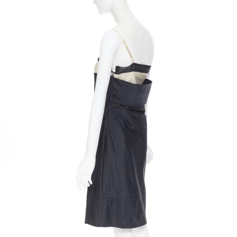 vintage HELMUT LANG SS 1997 black nude sash one shoulder asymmetric dress M rare For Sale 2