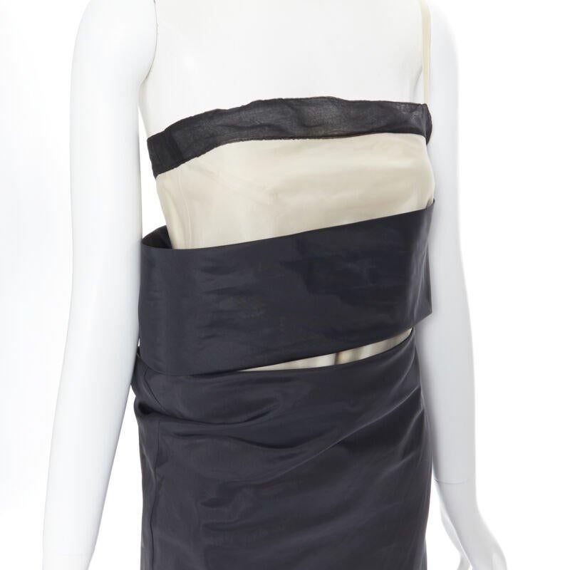 vintage HELMUT LANG SS 1997 black nude sash one shoulder asymmetric dress M rare For Sale 3