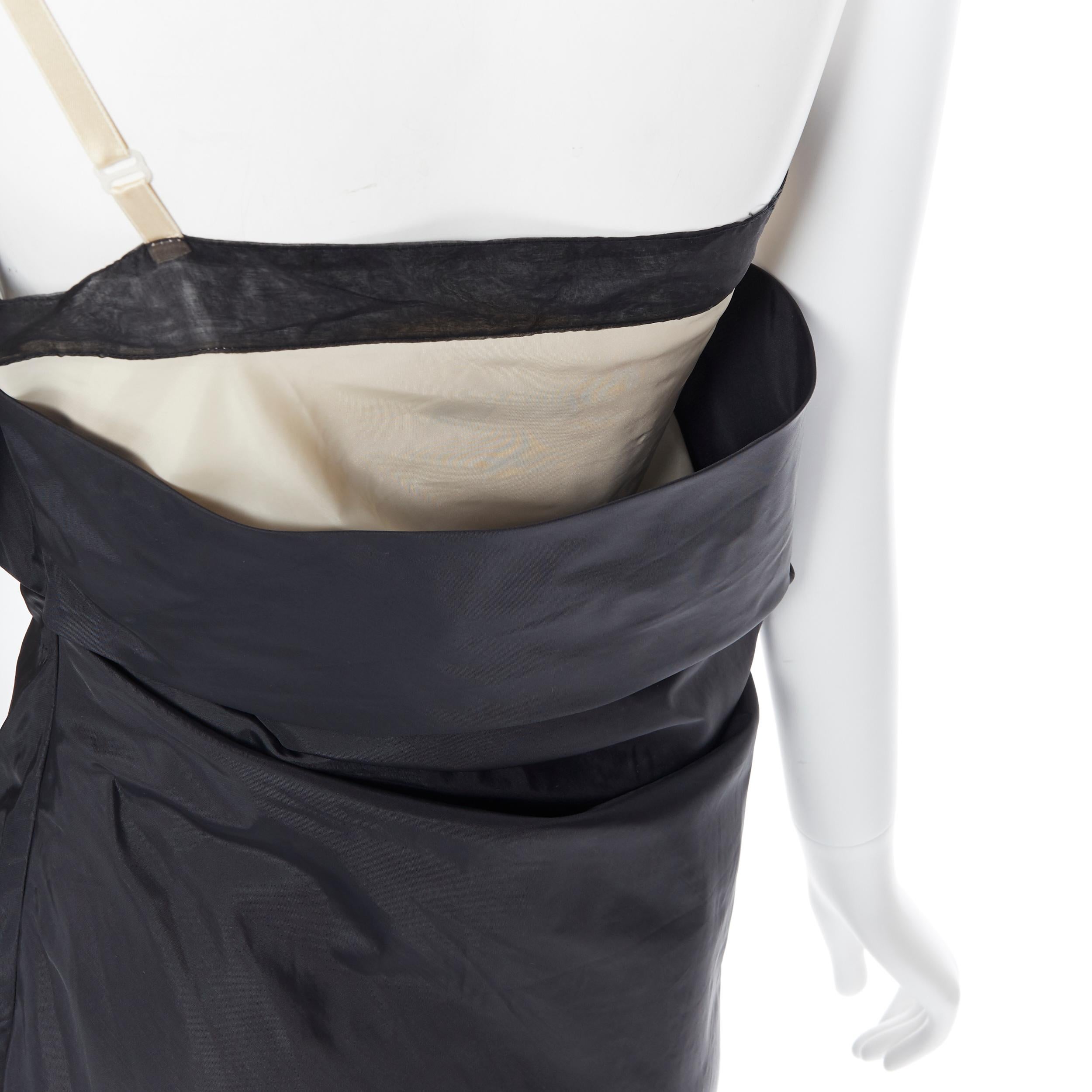 vintage HELMUT LANG SS 1997 black nude sash one shoulder asymmetric dress M rare 1