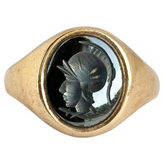 Vintage Hematite 9 Carat Gold Signet