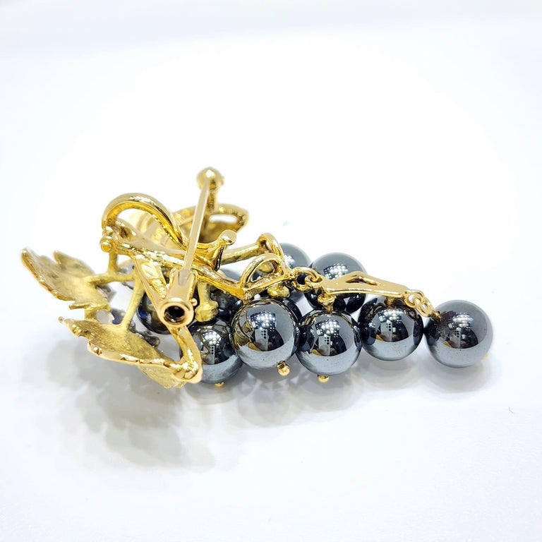Broche Vintage Raisin En Relief Noir - Finement Travaillée, Bijou Ancien Occasion