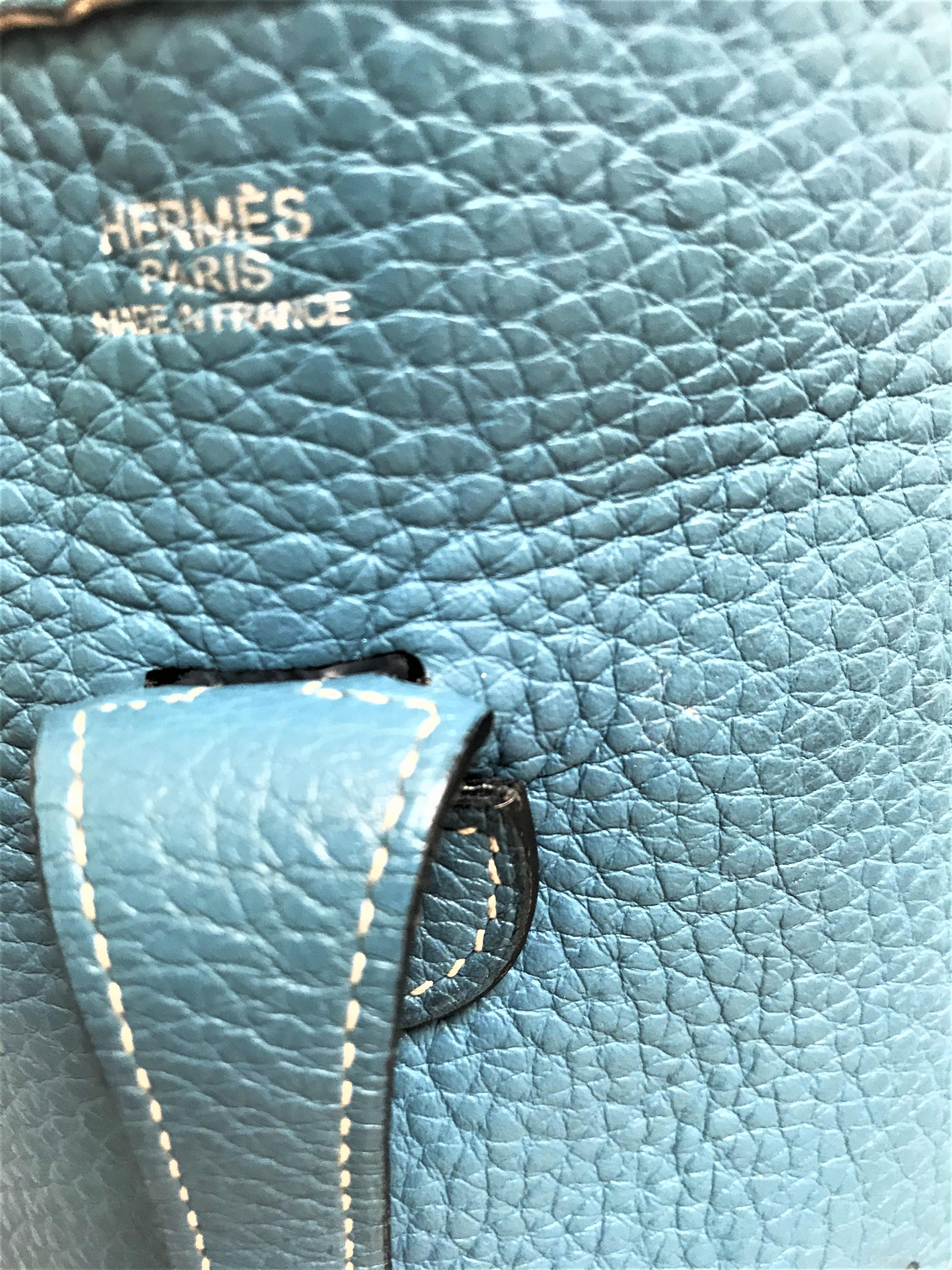 VINTAGE HERMES  EVELYN II BAG, Clemens leather blue jeans 2005 paladium 3