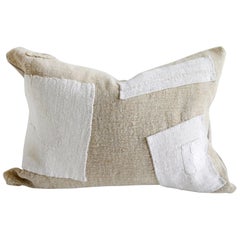 Vintage Hemp Grain Sack Pillow with Patchwork