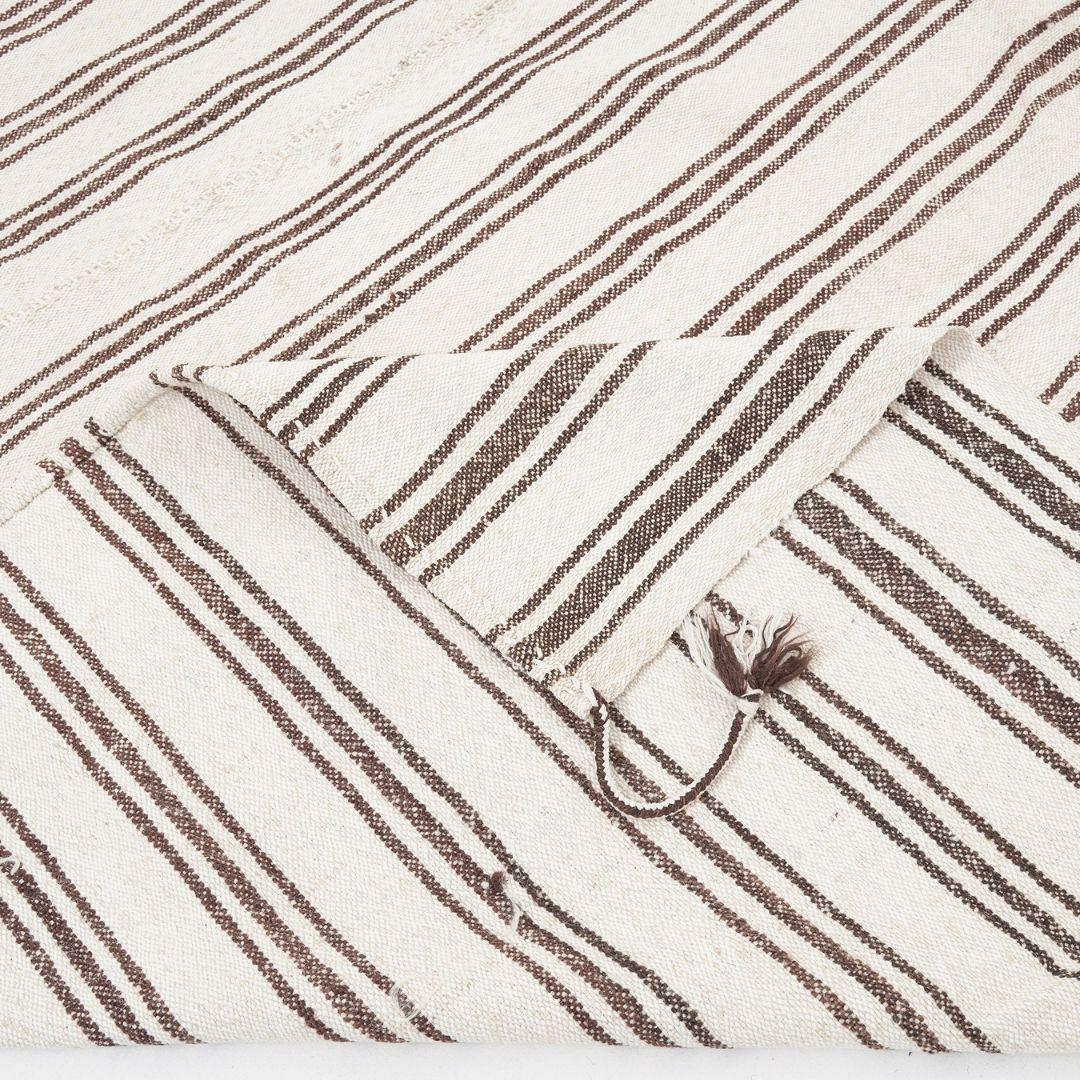 XXI secolo e contemporaneo Kilim Hemp vintage a righe naturali, fatto a mano in Turchia in vendita