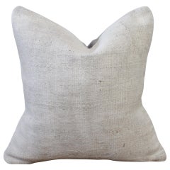 Vintage Hemp Pillow with Textured Pattern in Off White