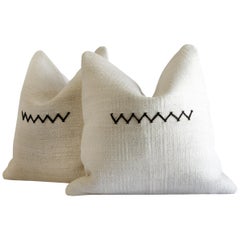 Vintage Hemp Pillow with Zig Zag Stitch