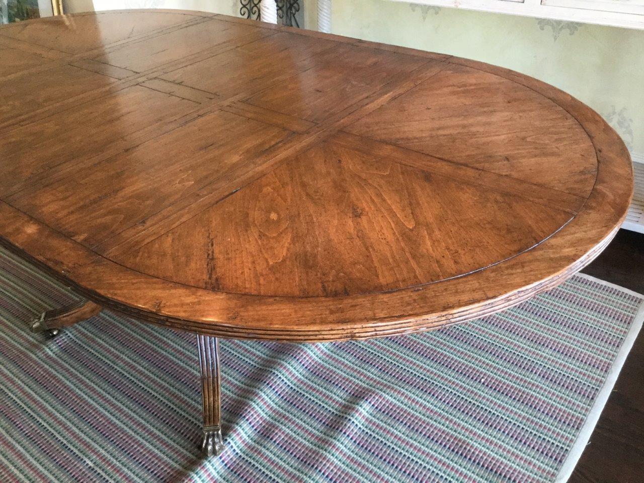 French Provincial Vintage Hendredon Round or Oblong Cherry Dining Table with 3 Leaves