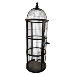 Cage à oiseaux vintage en bois avec finition d'origine 